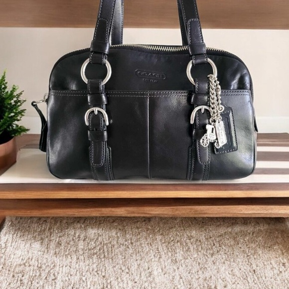 Vintage Coach Bonnie Soho Black Leather Bowler Bag - ORIGINAL CHARMS INCLUDED - Picture 3 of 5